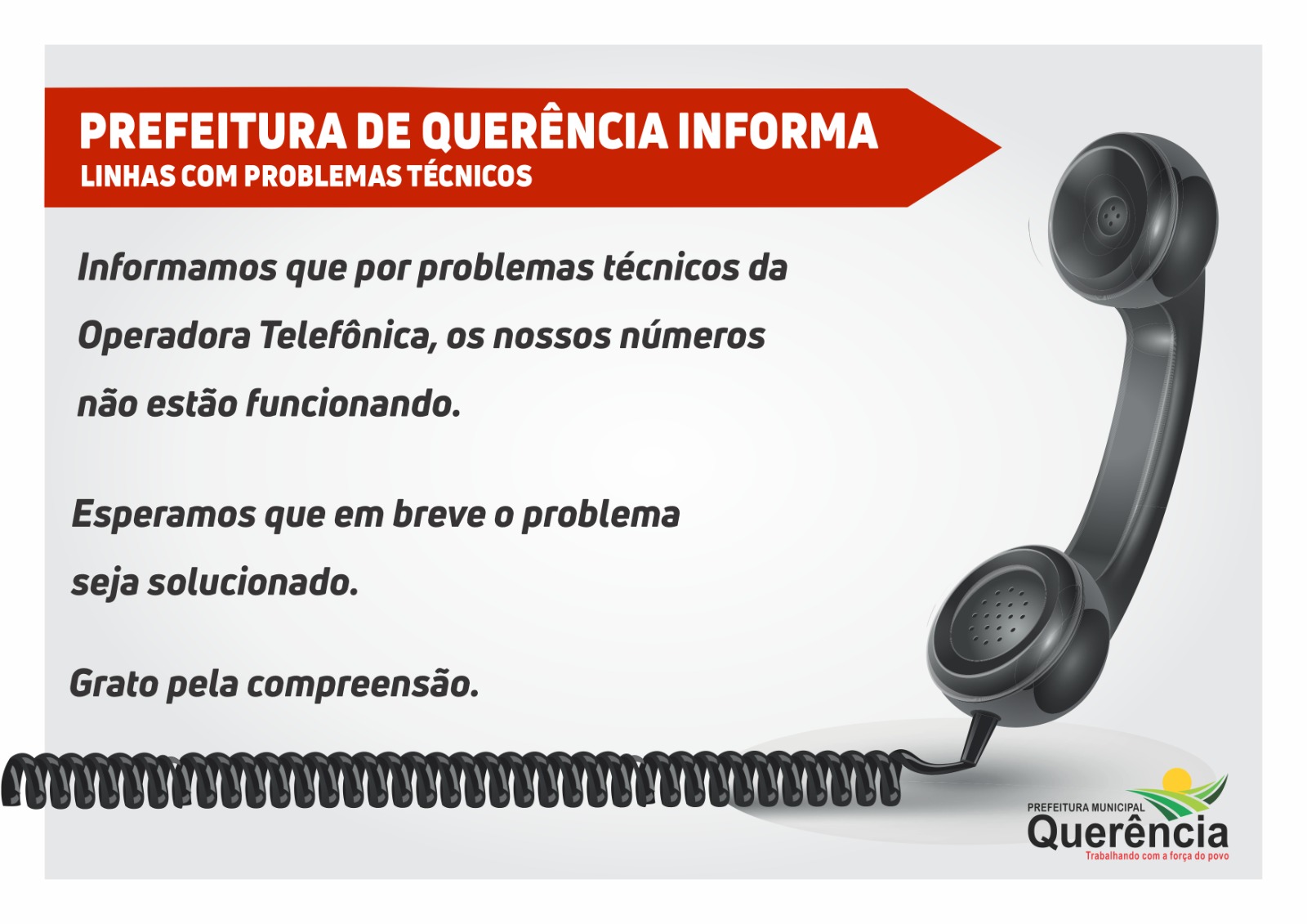 Telefone fixo da Prefeitura não está funcionando