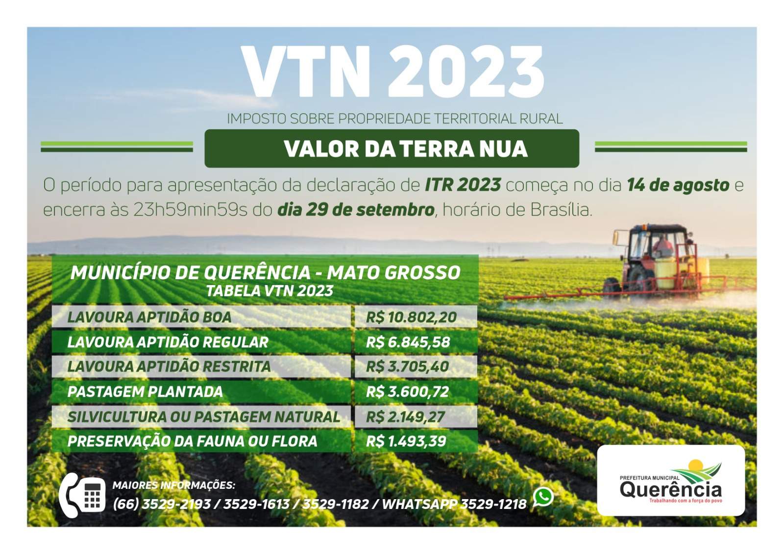 Declaração do Imposto sobre a Propriedade Territorial Rural 2023