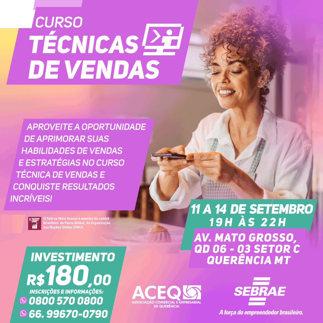 Curso de Aperfeiçoamento em Técnicas de Vendas em Querência-MT