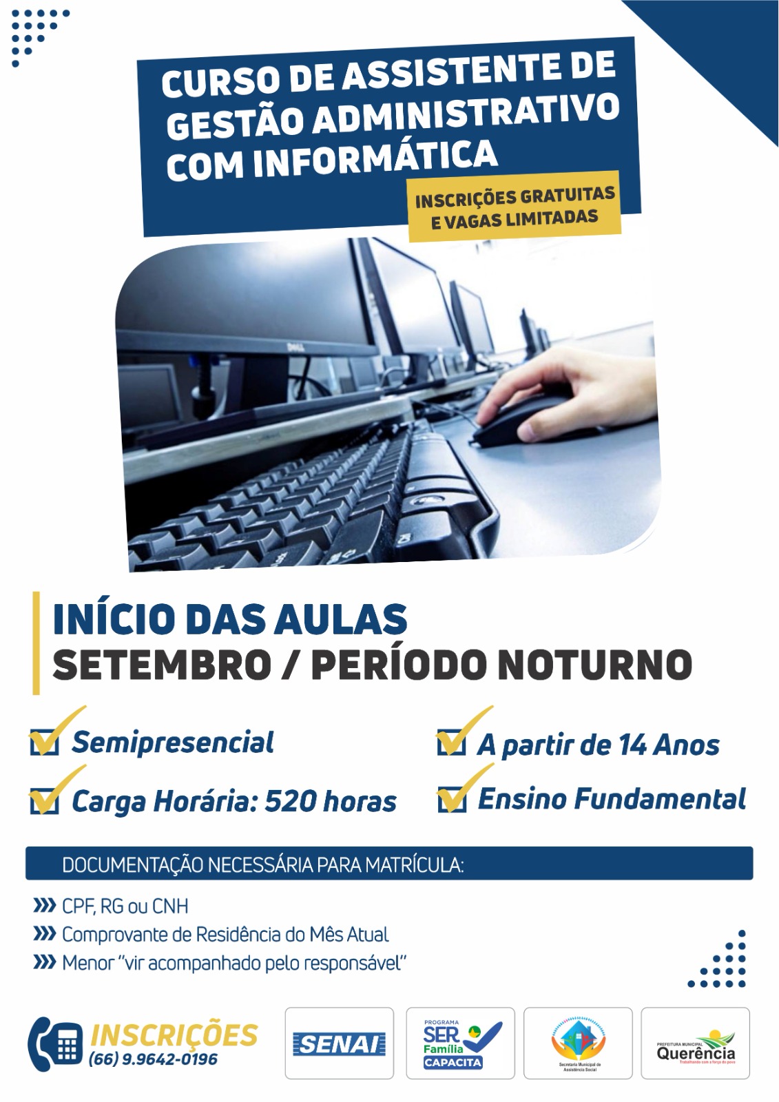 Curso de Assistente de Gestão Administrativa com Informática: Inscrições Abertas