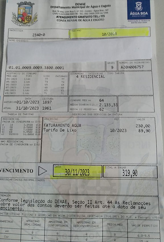 DEMAE alerta moradores do Operário sobre contas de água processadas fora do padrão