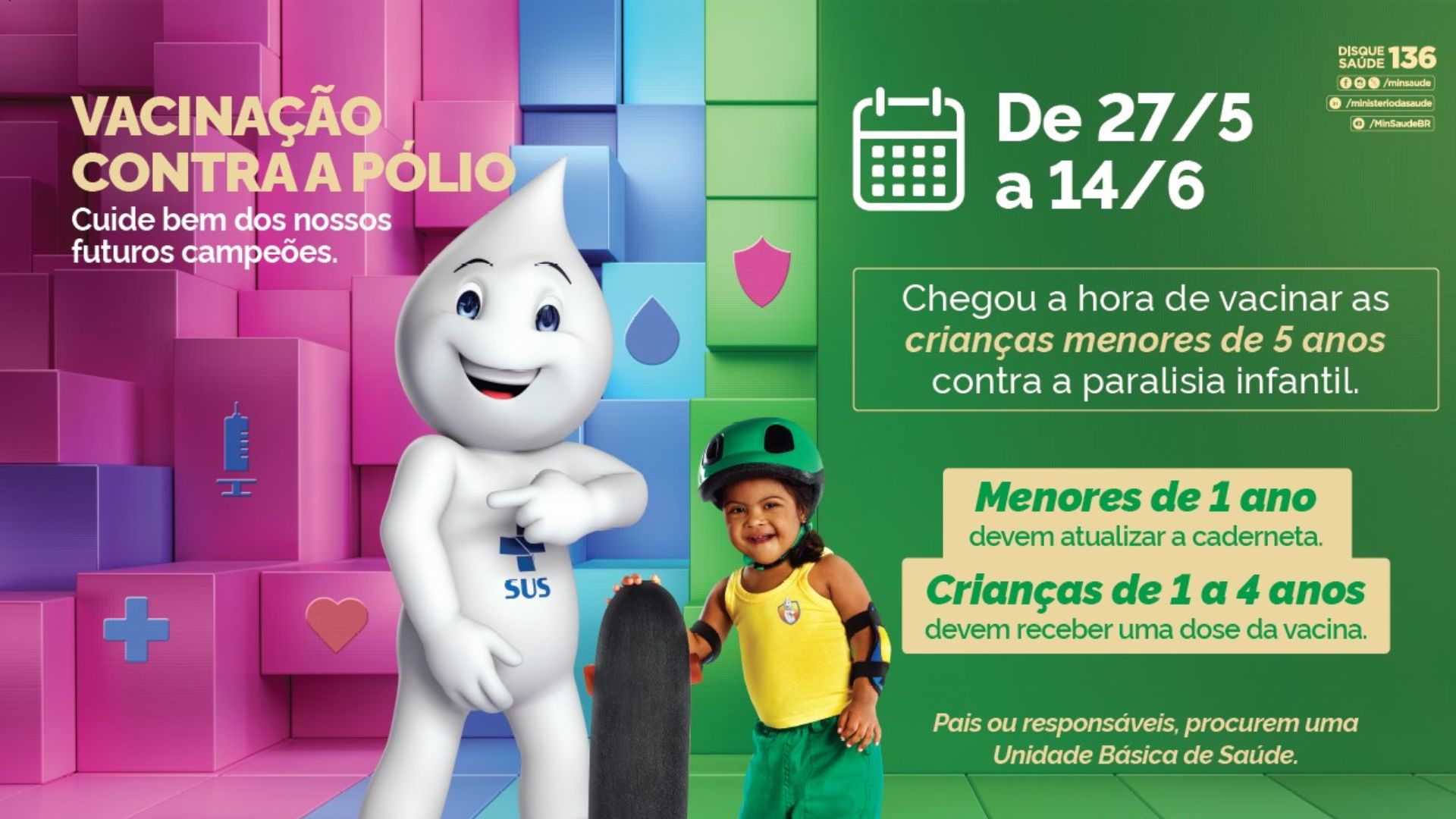 Tem início campanha de vacinação contra a Pólio