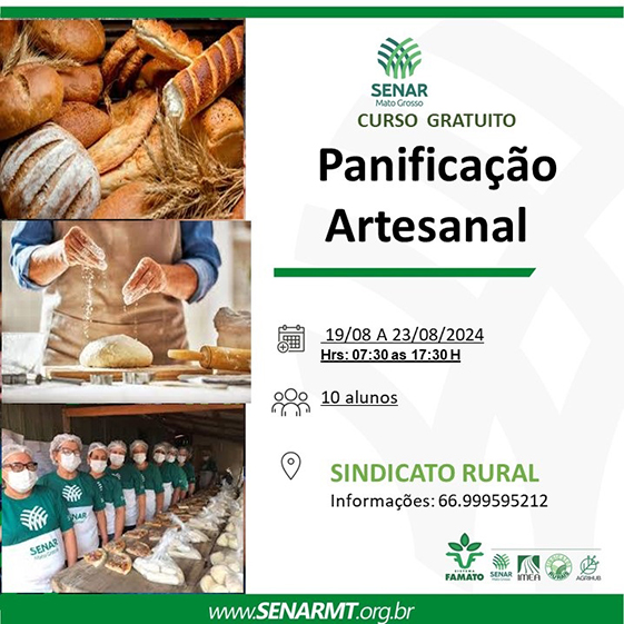 Cursos de profissionalização: Senar MT oferece curso gratuito de panificação artesanal