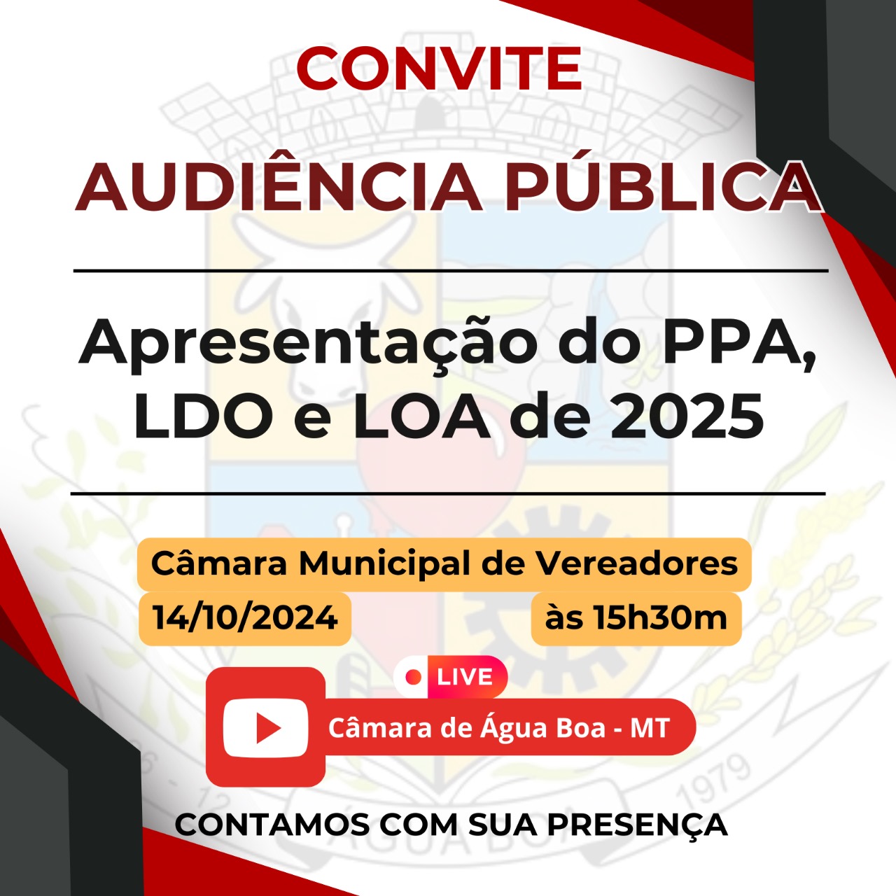 Água Boa realiza Audiência Pública para apresentação do PPA, LDO e LOA de 2025