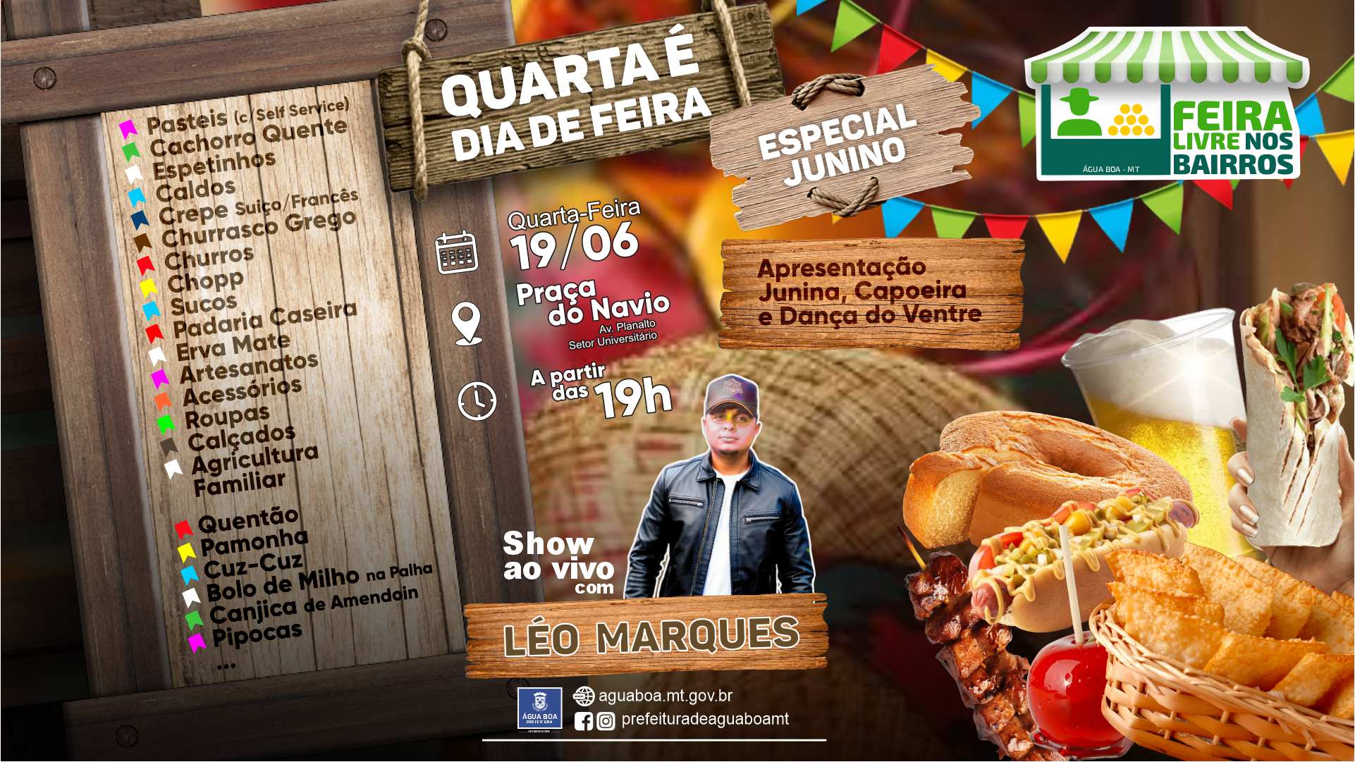 Feira Livre nos Bairros promove noite temática junina com comidas típicas