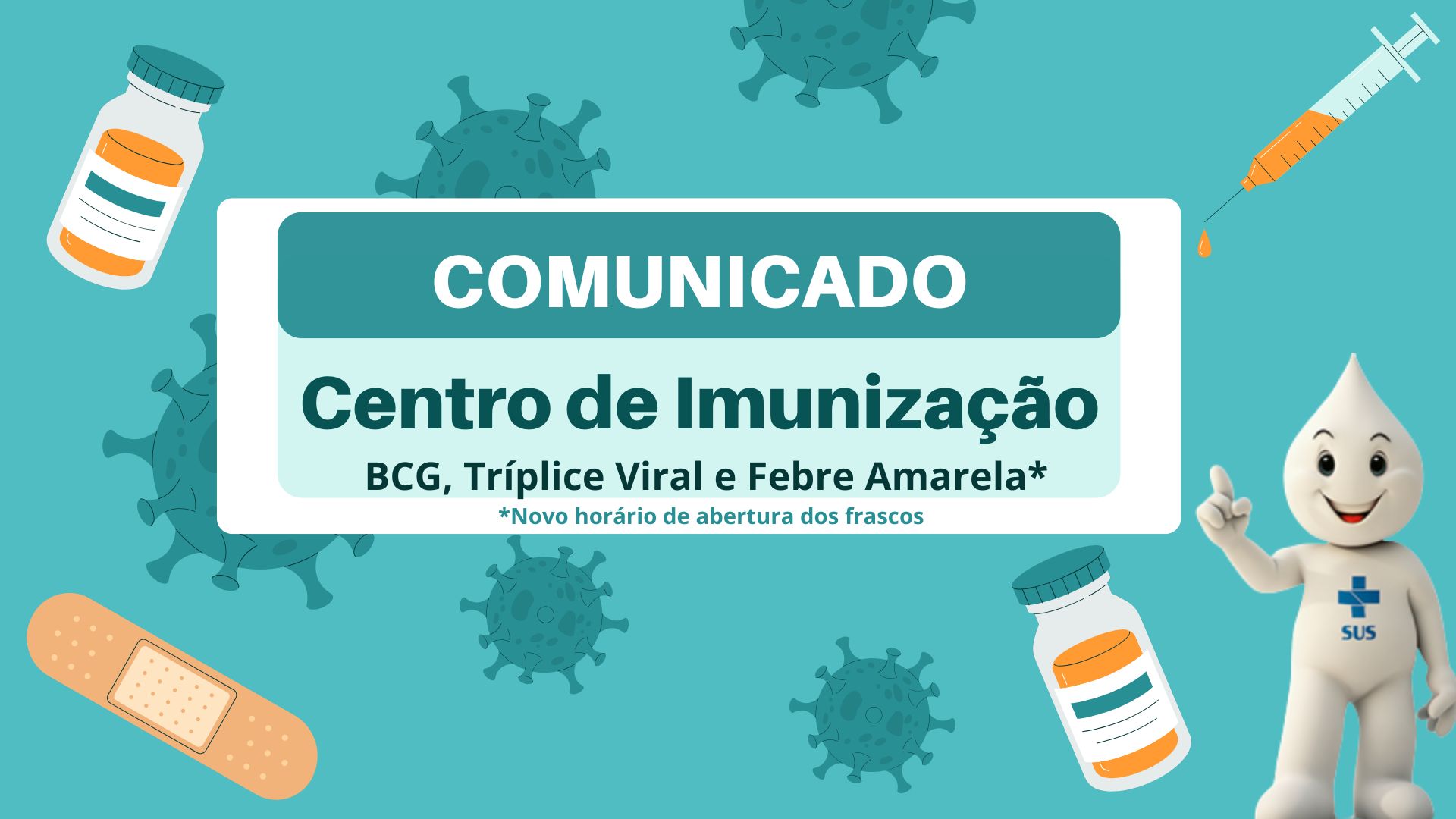 Alteração para os horários de vacinação de BCG, Tríplice Viral e Febre Amarela em Água Boa
