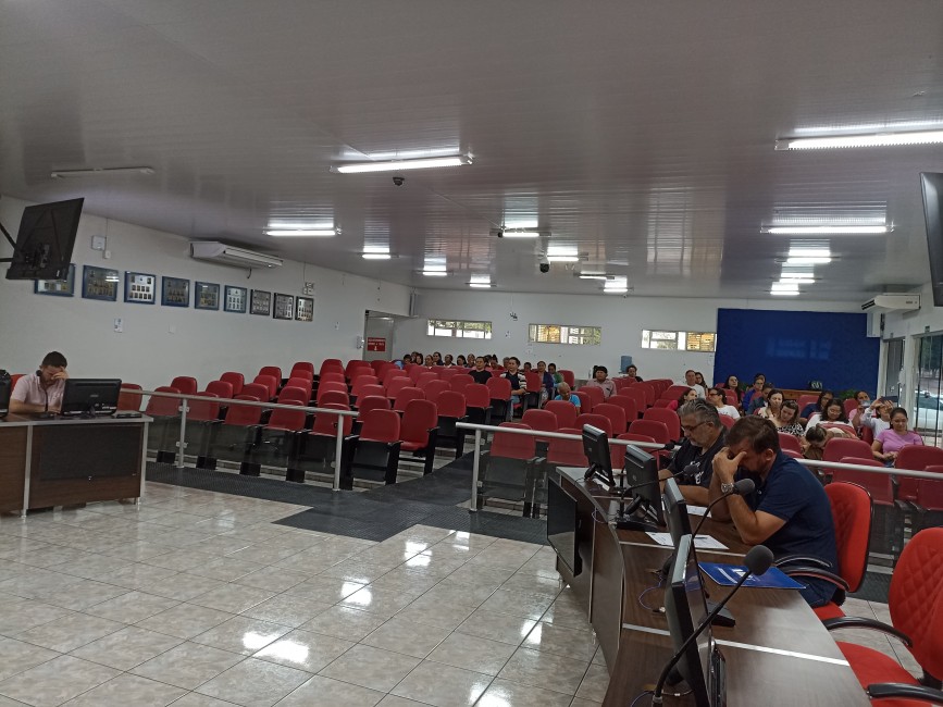 Profissionais da saúde participam de reunião do Conselho Municipal de Saúde na apresentação do relatório quadrimestral