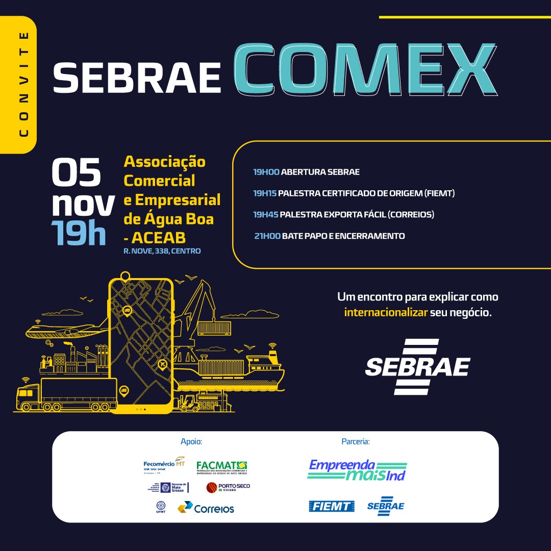 Sebrae Comex é hoje, dia 5 de novembro