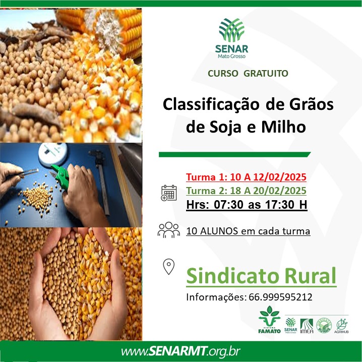 Senar oferece curso gratuito de classificação de grãos de soja e milho em 2025