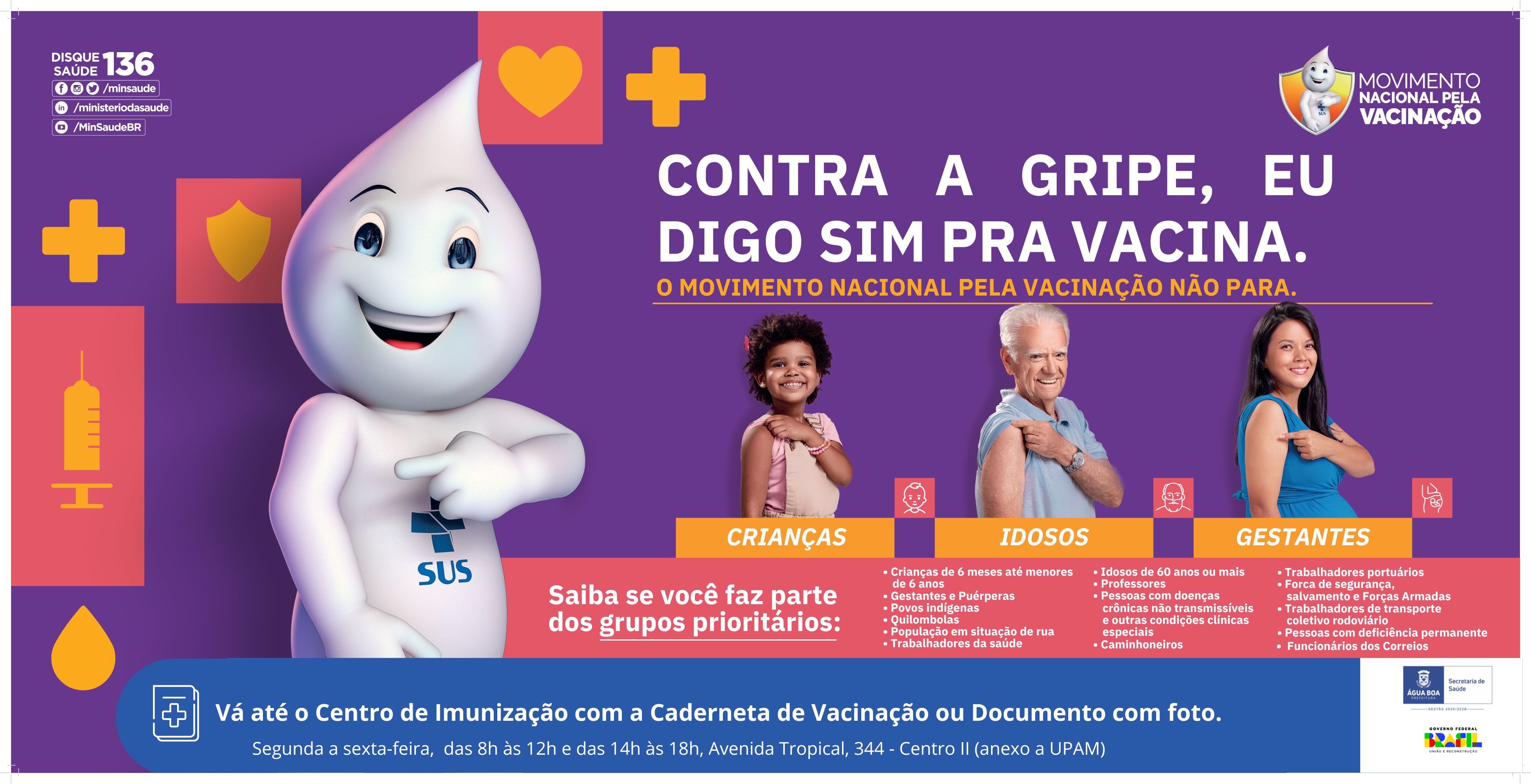 Campanha de Vacinação contra a Gripe em Água Boa - veja detalhes
