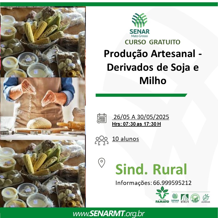 Curso Gratuito do SENAR ensina produção artesanal com derivados de soja e milho em Água Boa