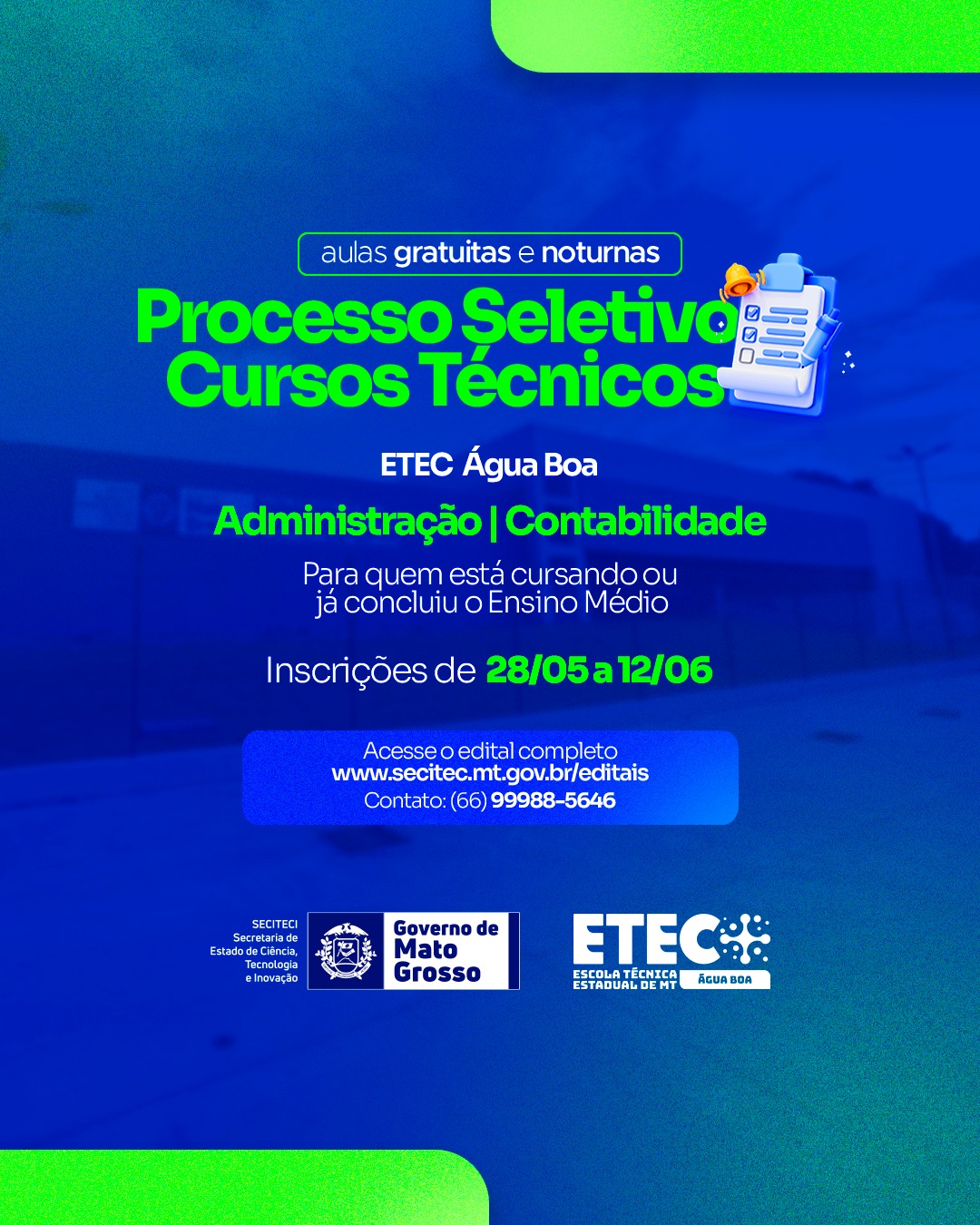 Termina hoje a inscrição aos cursos técnicos gratuitos da ETEC - veja reportagem