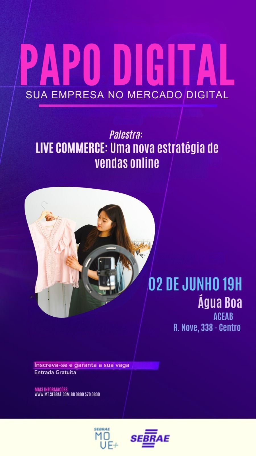 Sebrae promove palestra sobre vendas online em Água Boa