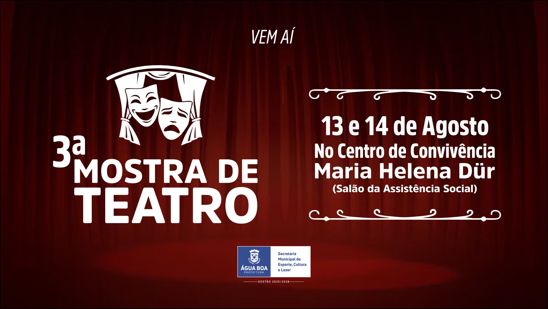 Cultura anuncia terceira Mostra de Teatro em Água Boa