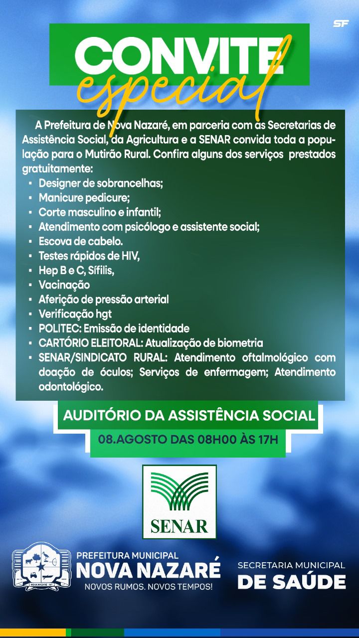 Mutirão Rural leva saúde, beleza e cidadania à população de Nova Nazaré nesta sexta-feira