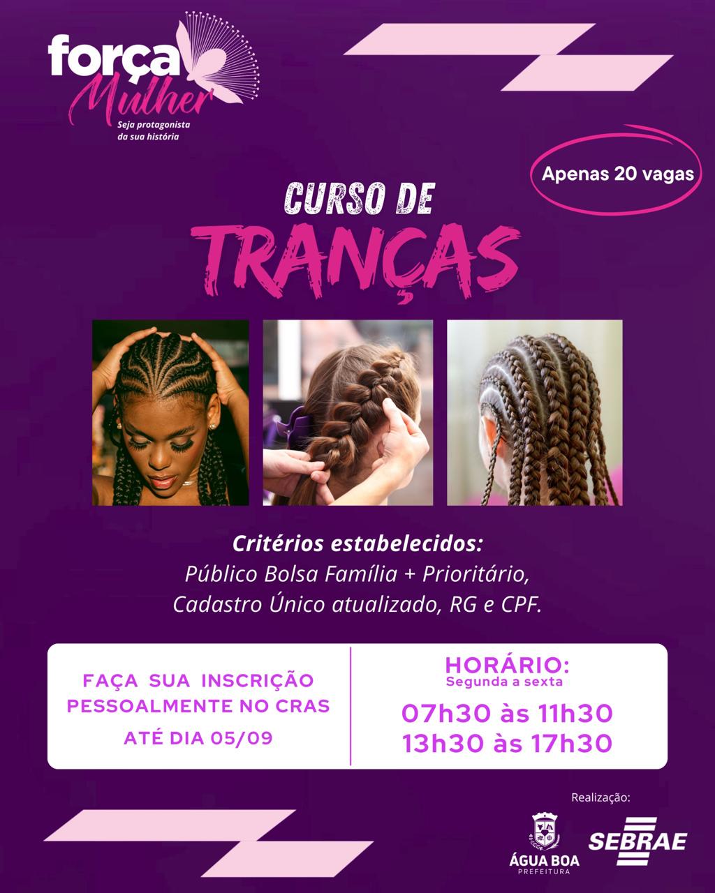 Oportunidade: Curso de Tranças Gratuito em Água Boa com Foco em Mulheres