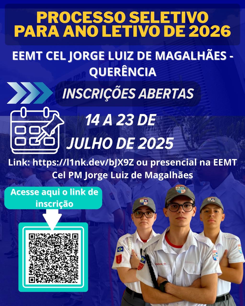Escola Militar de Querência abre inscrições para processo seletivo do ano letivo de 2026