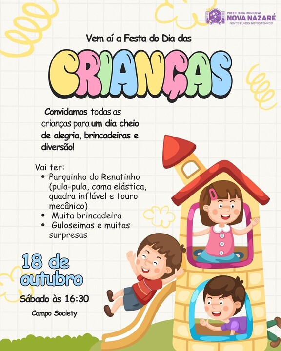 Festa do Dia das Crianças em Nova Nazaré é remarcada para este sábado (18)