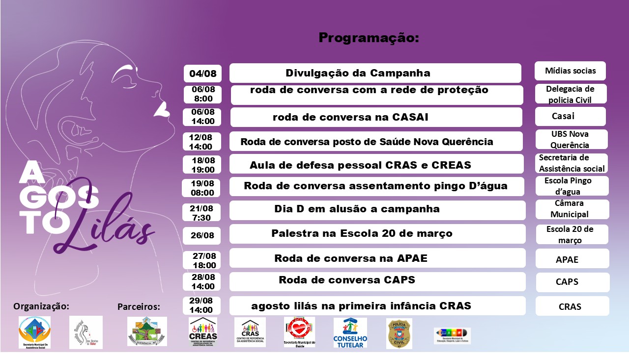 Querência realiza série de ações pelo Agosto Lilás com foco no combate à violência contra a mulher