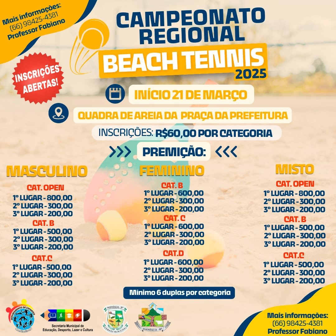 Foto Reprodução Querência se prepara para grande torneio regional de Beach Tennis com mais de 200 atletas; Veja Vídeo