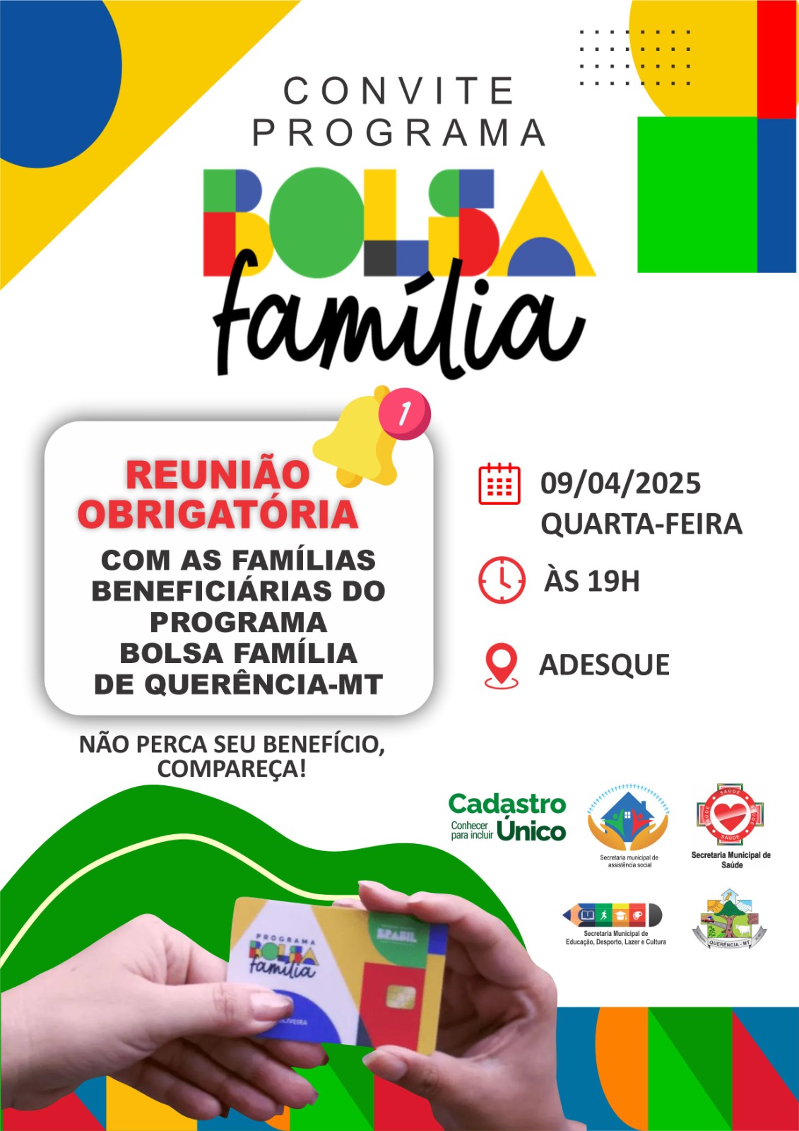 Querência convoca beneficiários do Bolsa Família para reunião Informativa