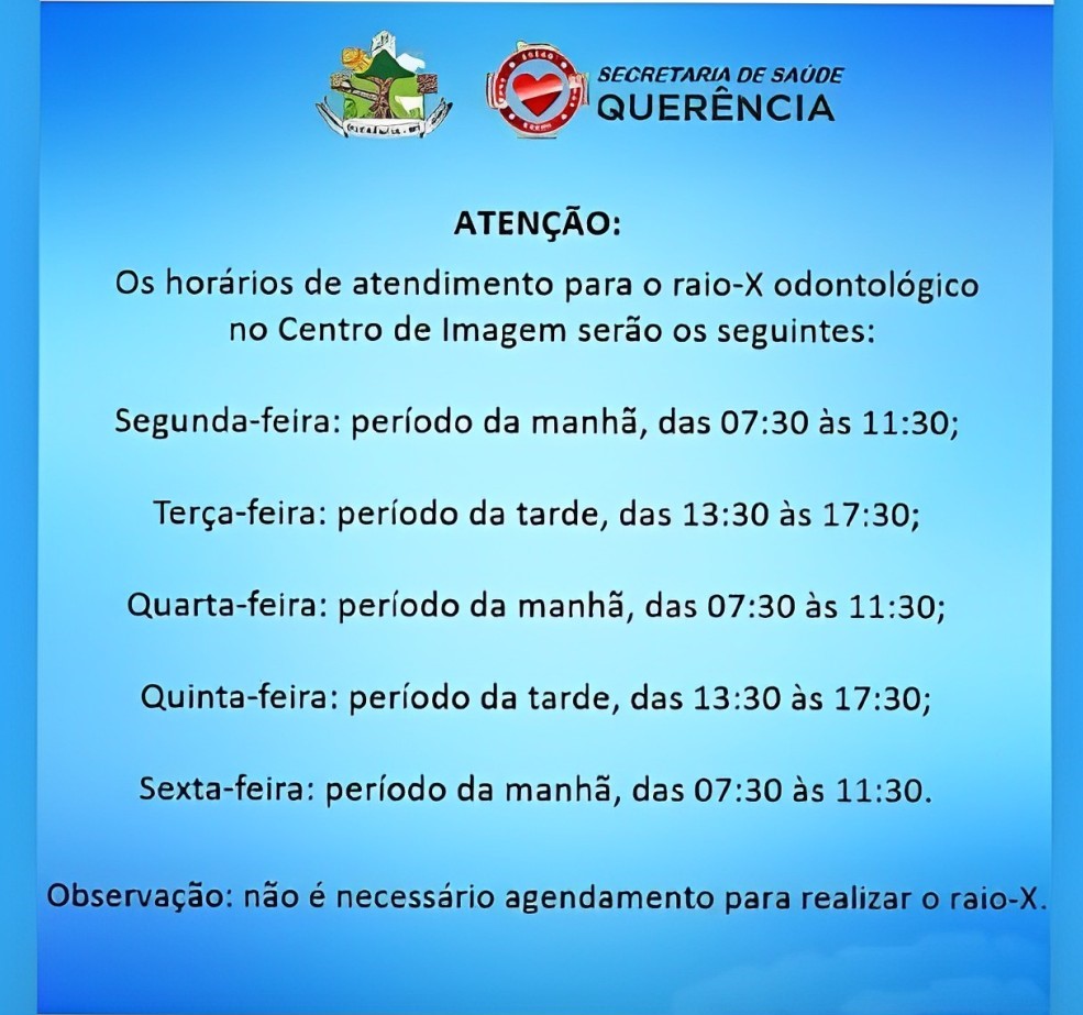 Foto Reprodução Prefeitura de Querência oferece Raio-X Odontológico gratuito no Centro de Imagem