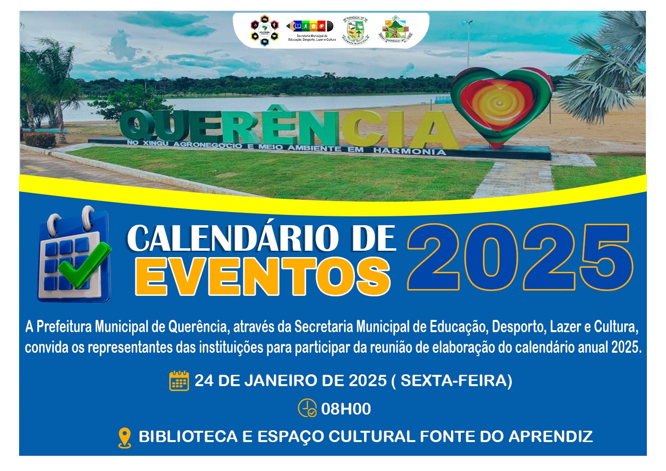 Foto Reprodução Convite: Elaboração do Calendário Municipal de Eventos 2025 de Querência