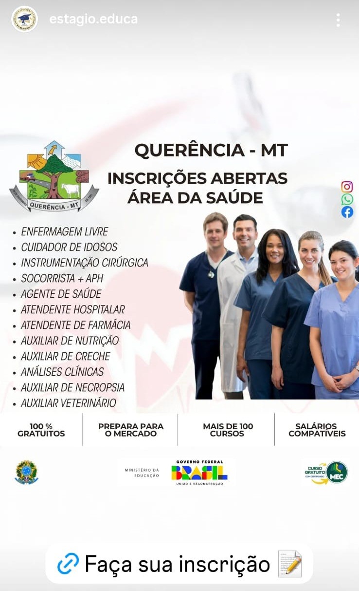 Prefeitura de Querência alerta sobre curso de saúde sem vínculo oficial com a prefeitura