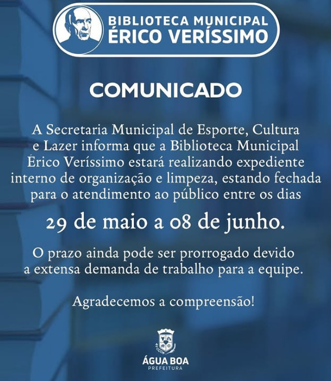 Biblioteca Pública Erico Veríssimo está fechada temporariamente
