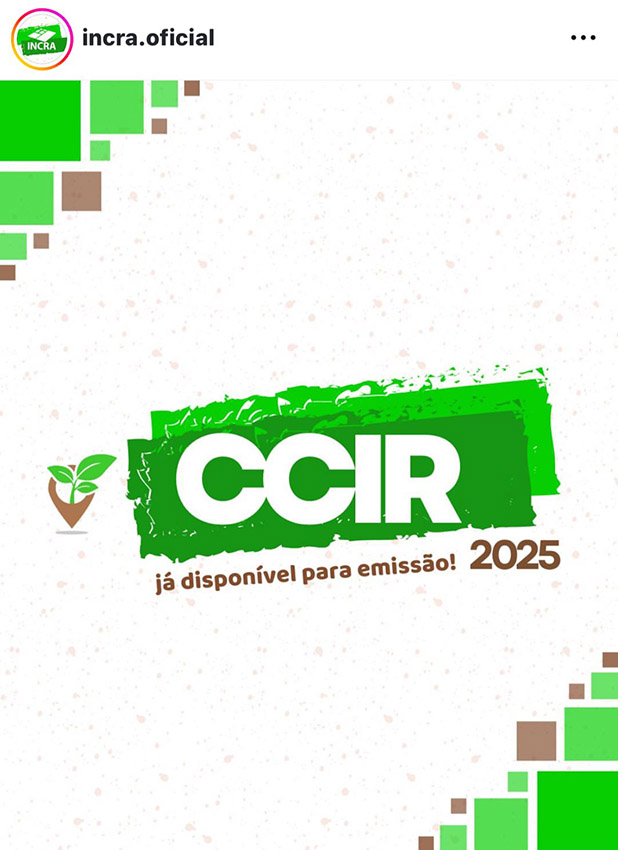 Certificado de Cadastro de Imóvel Rural (CCIR) para o exercício 2025