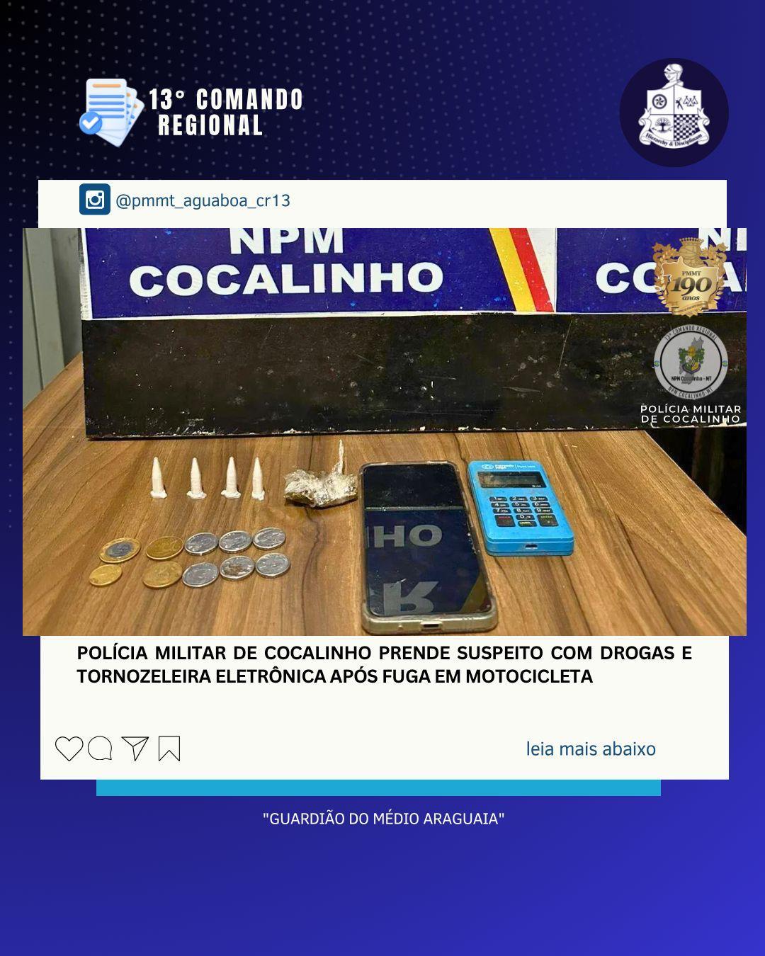 Tornozelado faccionado tenta foragir em moto, mas é preso com droga pela Polícia Militar