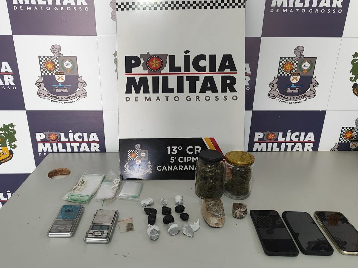 PM de Canarana apreende 208 g de maconha e detém três suspeitos após denúncia