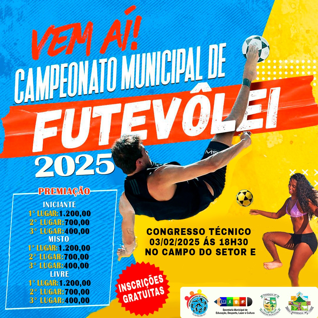 Foto Reprodução Campeonato Municipal de Futevôlei 2025 em Querência Inscrições Abertas