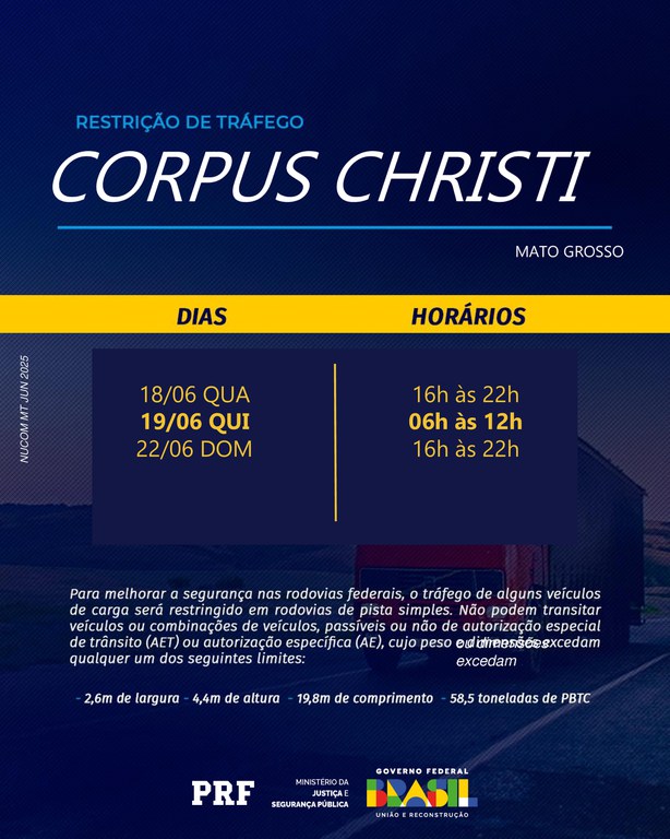PRF intensificará fiscalização nas rodovias federais durante feriado de Corpus Christi