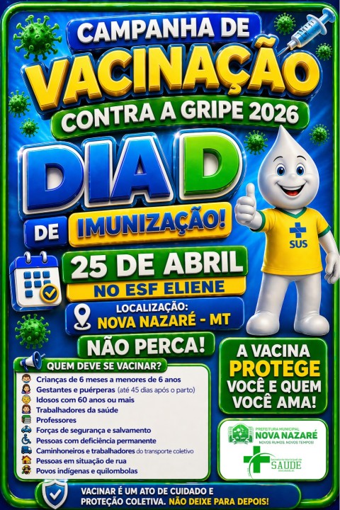 Nova Nazaré realiza Dia D de vacinação contra a gripe em 25 de abril
