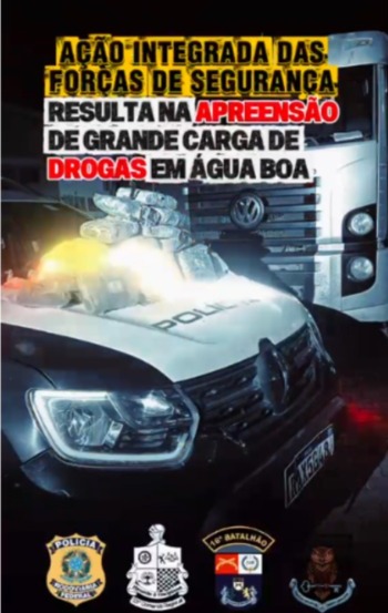 Forças Policiais localizam caminhão com 23 tabletes de Skank