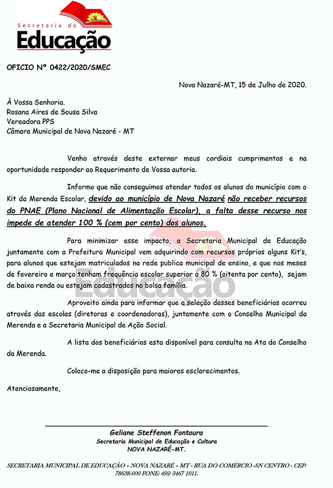 oficio nova nazare