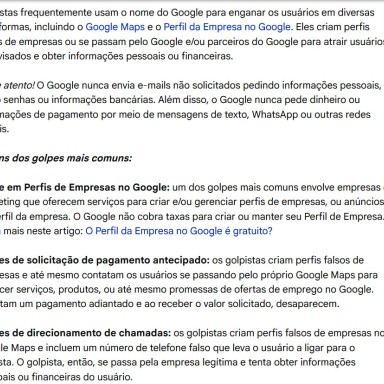 Golpe do representante do Google em Água Boa